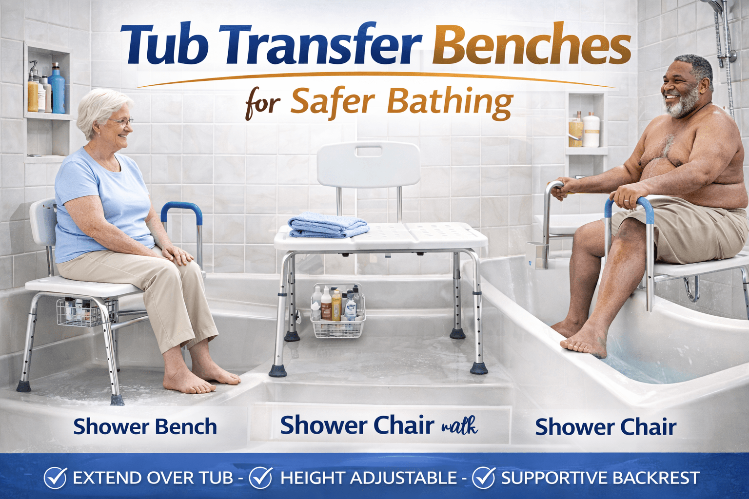 7 Best Tub Transfer Benches for Safer Bathing in 2024 - Carolina Mobility Shop