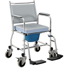 Rolling Shower Chair & Bedside Commode Wheelchair for Seniors – Padded Seat, Backrest, 300 lb Capacity (Gray) by C-Mobility