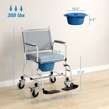 Rolling Shower Chair & Bedside Commode Wheelchair for Seniors – Padded Seat, Backrest, 300 lb Capacity (Gray) by C-Mobility
