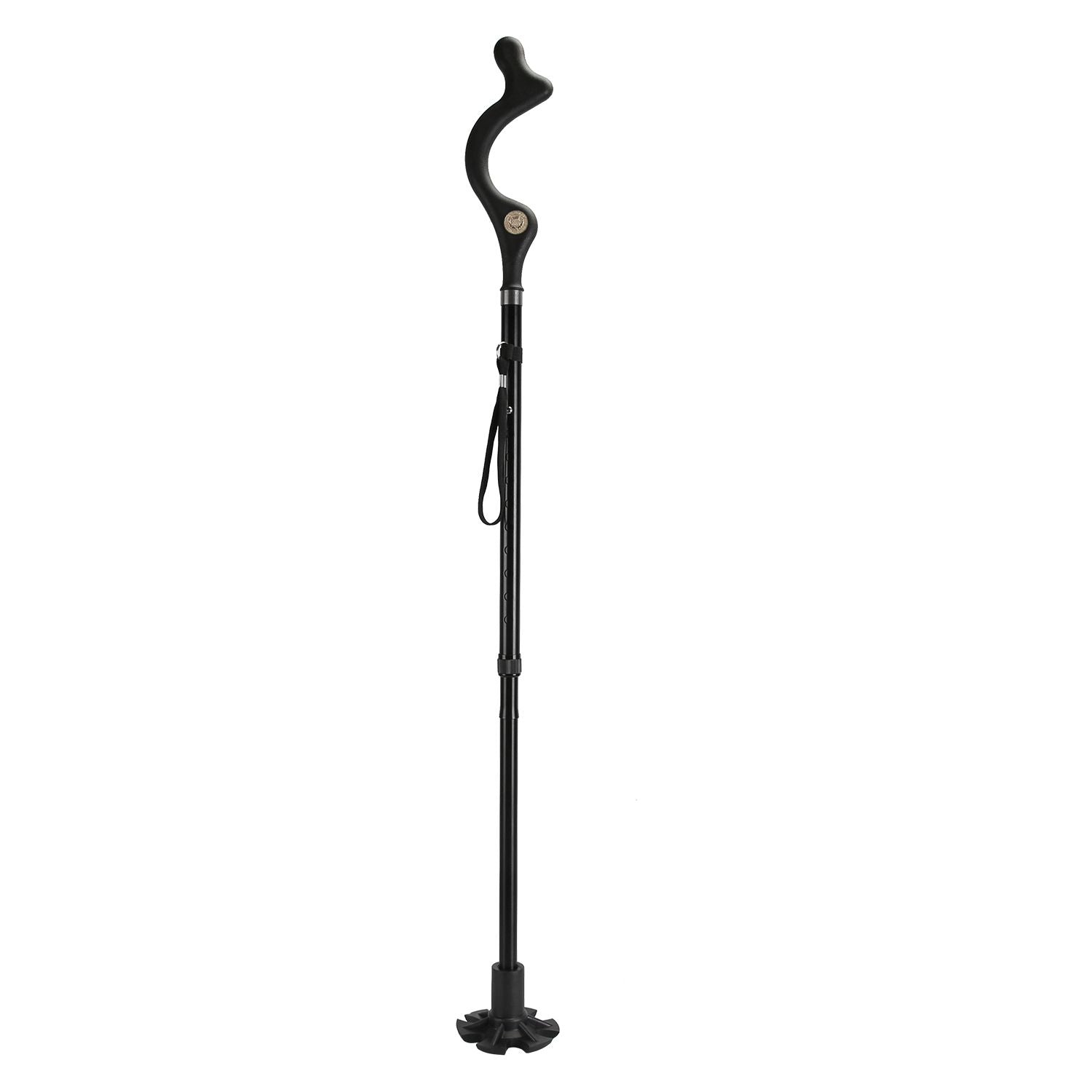 Ergonomic Adjustable Posture Walking Cane for Seniors—Lightweight Collapsible Hiking Stick with 10 Height Options by C-Mobility