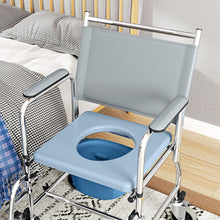 Rolling Shower Chair, Bedside Commode Wheelchair with Padded Seat, Backrest, for Seniors, Disabled, 300 lbs, Gray by C-Mobility