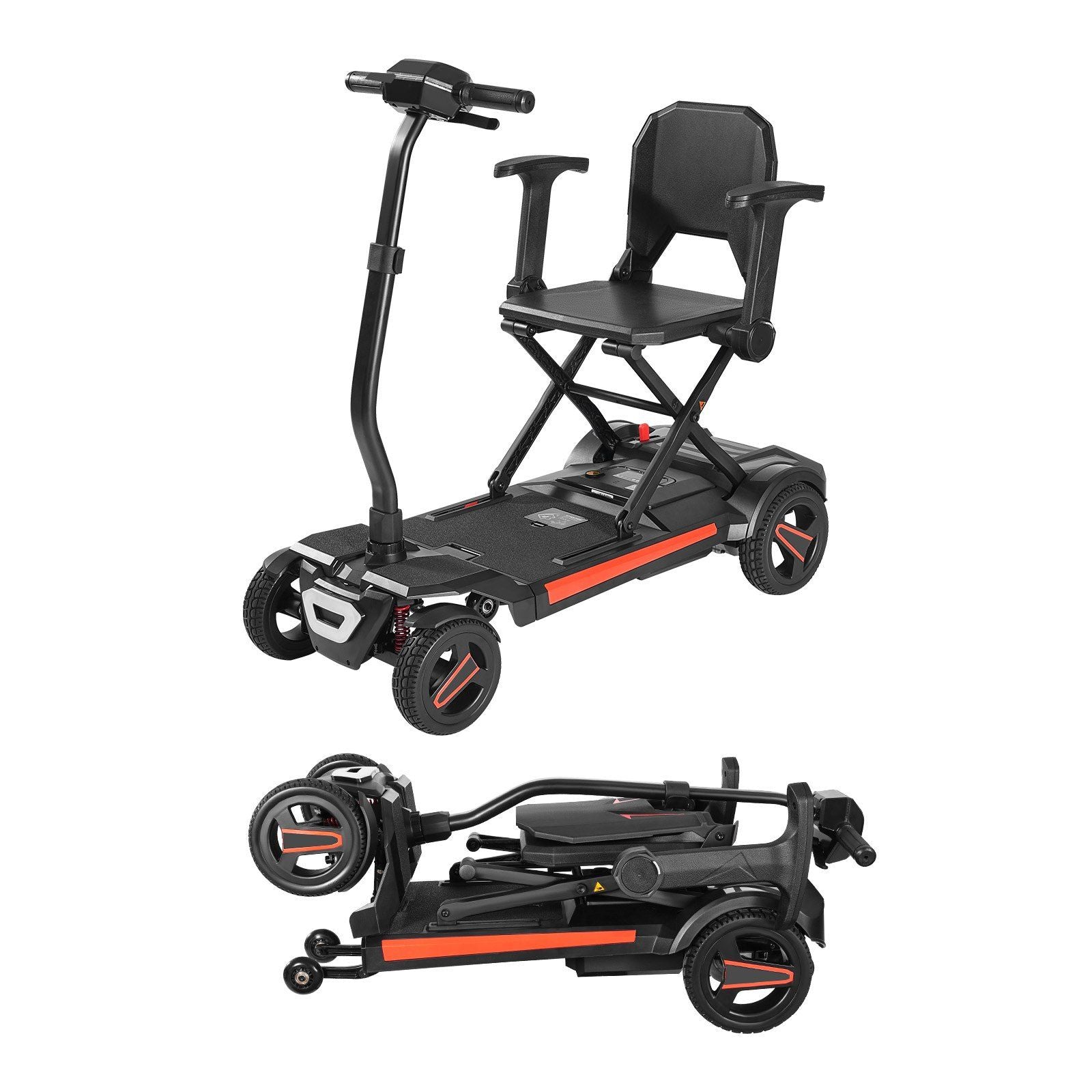 4-Wheel Electric Mobility Scooter for Adults & Seniors, Integrated Automatic Folding Mobility Scooter with Remote Control, NFC Keys & Long Range, 265LBS Loading All Terrain Travel Wheelchair by C-Mobility