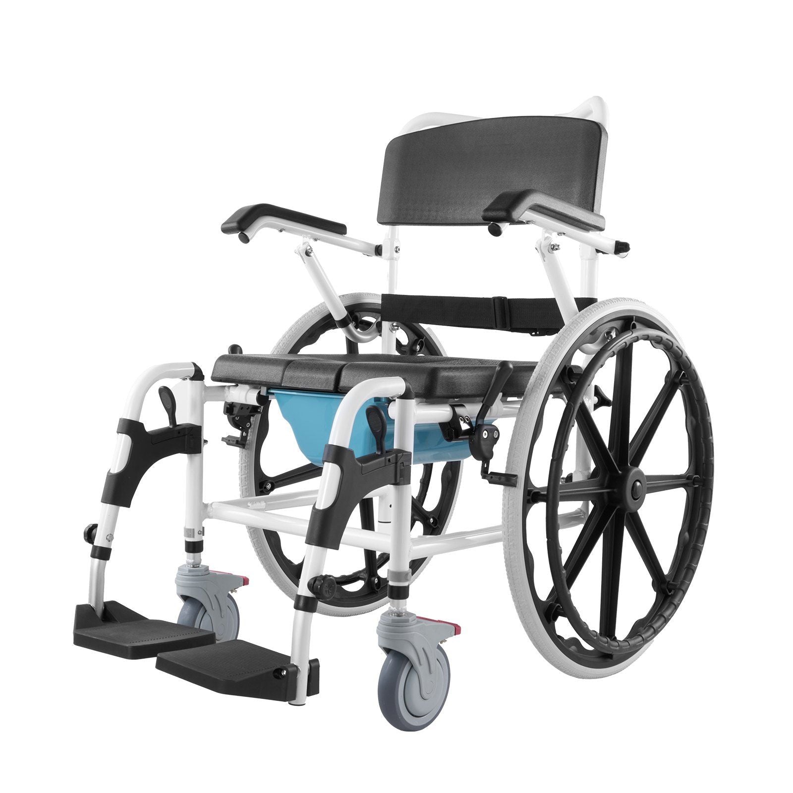 Aluminum Rolling Shower Wheelchair for Seniors – Adjustable Commode & Bath Chair (300 lb Capacity) by C-Mobility