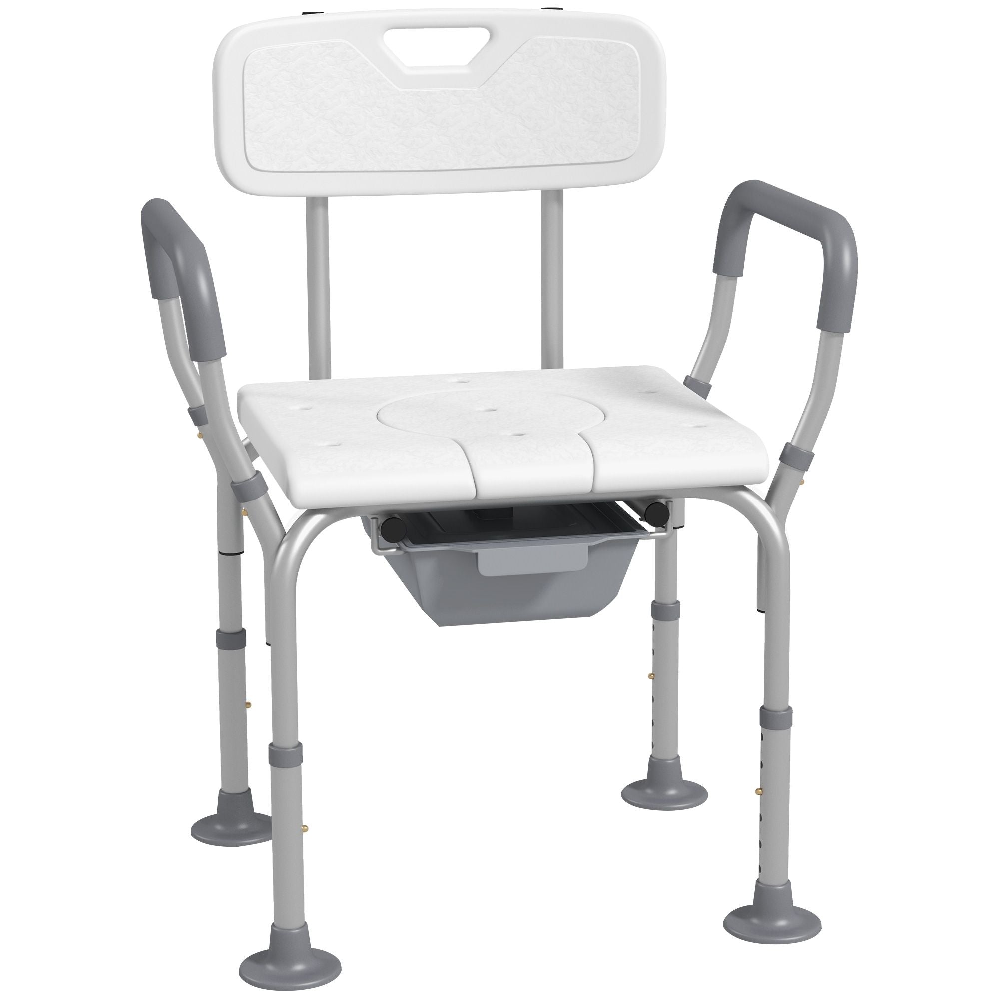 3-in-1 Adjustable Shower Chair, with Back & Arms, Height Adjustable, Bedside Commode, Non-Slip, White by C-Mobility